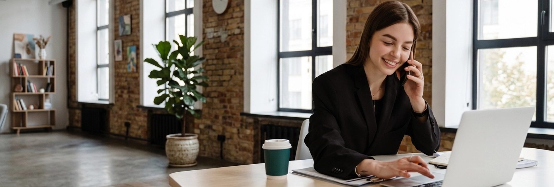 Kelli Checking Her Laptop While On A Call 1920X650